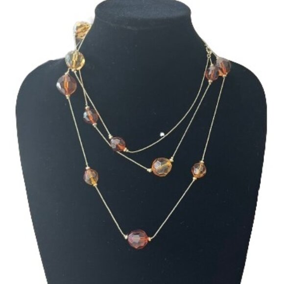 Extra Long Station Bead Gold Tone Layering Necklace - LNC - Picture 2 of 5